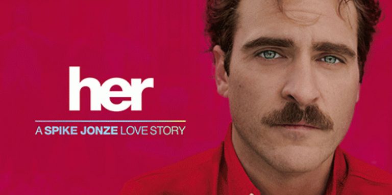 Capa do filme Ela (Her, 2013), de Spike Jonze. Este filme serviu de análise para a tese de doutorado em comunicação audiovisual de Fábio de Amorim